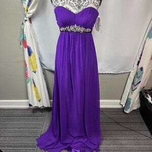 Xcite Extreme strapless fit n flare empire waist rhinestone evening dress. Sz 6